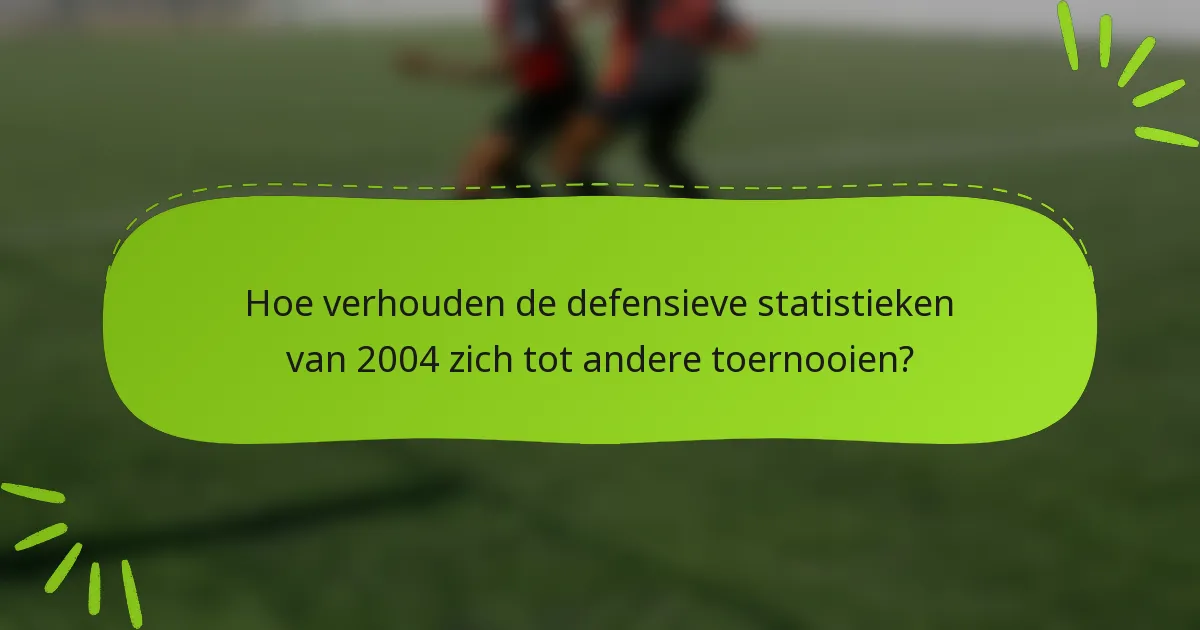 Hoe verhouden de defensieve statistieken van 2004 zich tot andere toernooien?