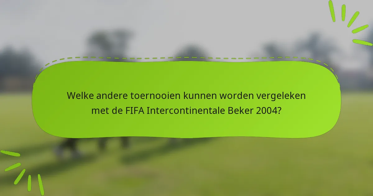 Welke andere toernooien kunnen worden vergeleken met de FIFA Intercontinentale Beker 2004?