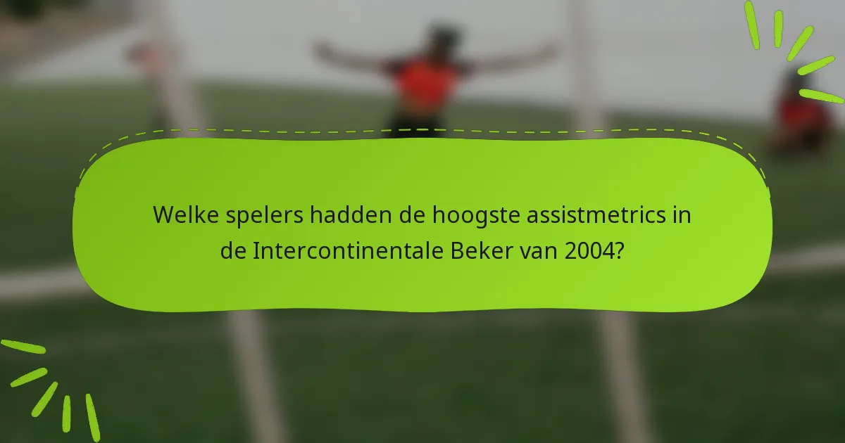 Welke spelers hadden de hoogste assistmetrics in de Intercontinentale Beker van 2004?